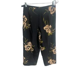 Vintage Silk Club Collection Floral Cropped Silk Pants 10